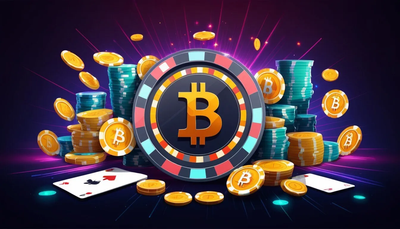 Casino chips, playing cards, and Bitcoins